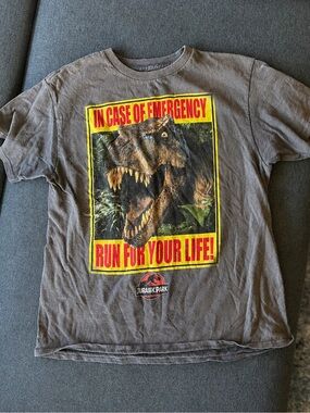 Original Jurassic Park Graphic Tee Boys XXL 16 Dinosaur Movie Shirt Vintage